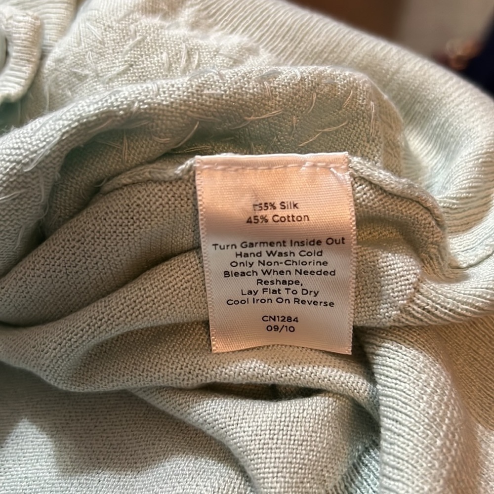 Talbots Mint Sequin Button Down Silk Blend Cardig… - image 4